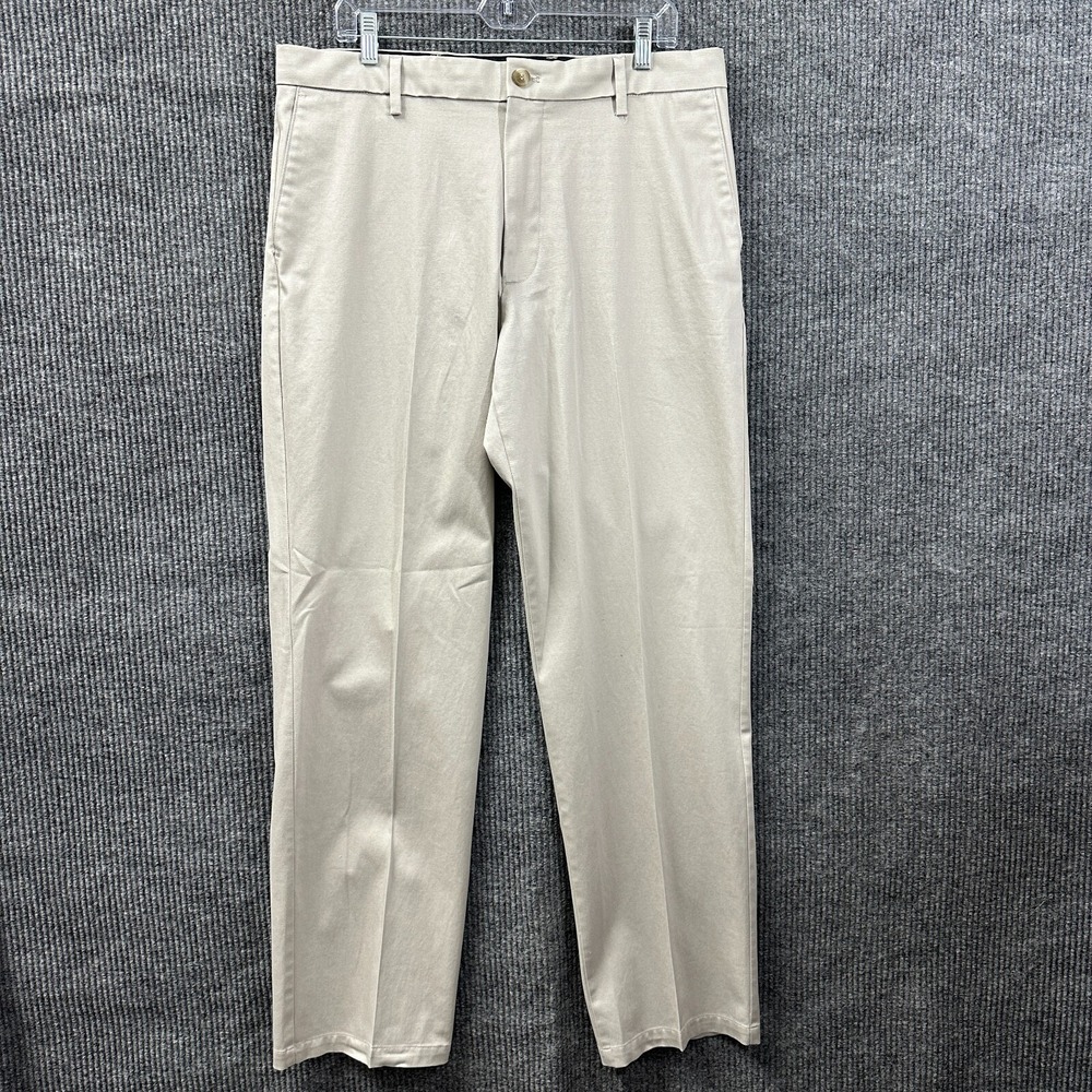 Dockers Classic Mens Dress Pants 36x34 Beige Flat‎ Front Cotton Stretch Mid Rise